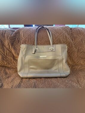 Coach Leather Tote Handbag in Taupe - Women Bags